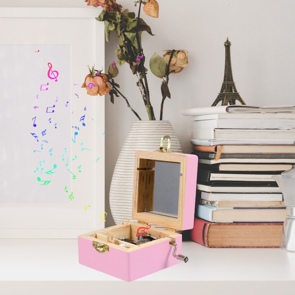 1Pc Mini Manual Movement Box Musical Box Wood Crafts Ornament