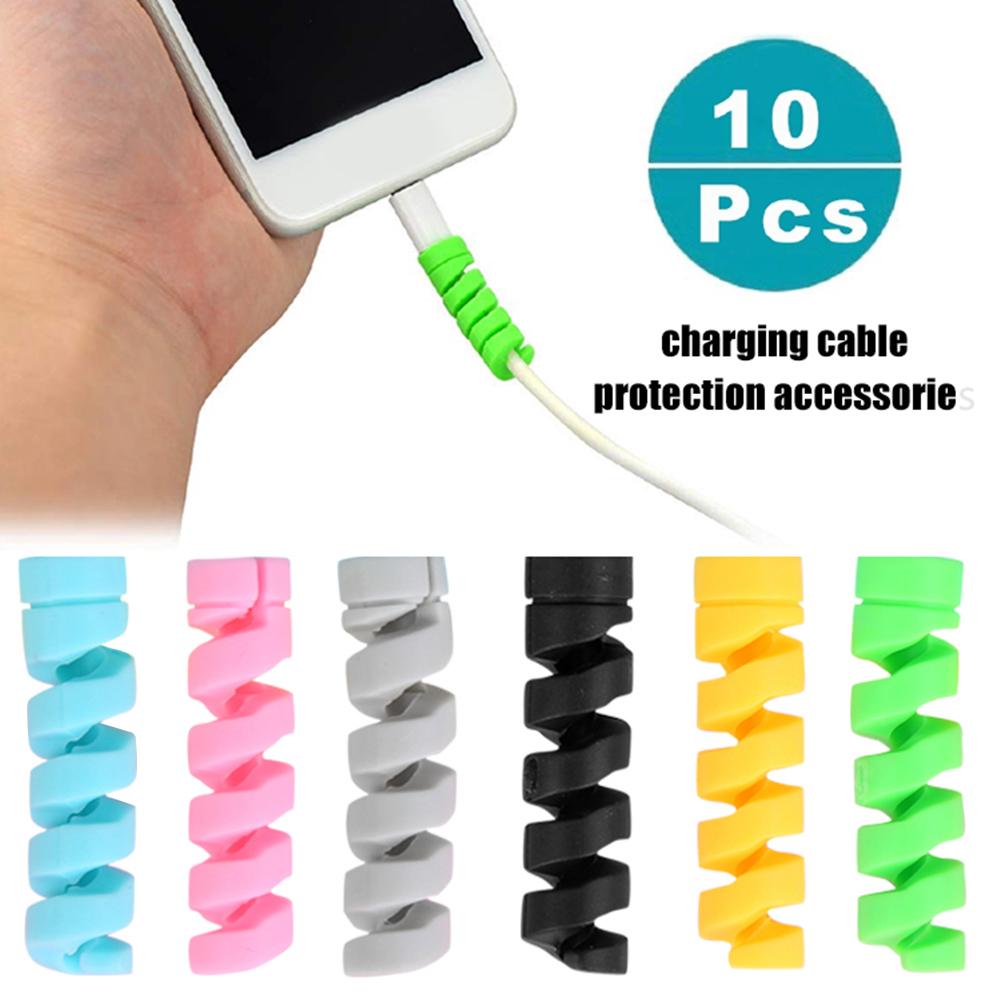 10Pcs Universal Silicone USB Charging Cable Protector Cover for iPhone Android Charger Cord Management Cable Organizer