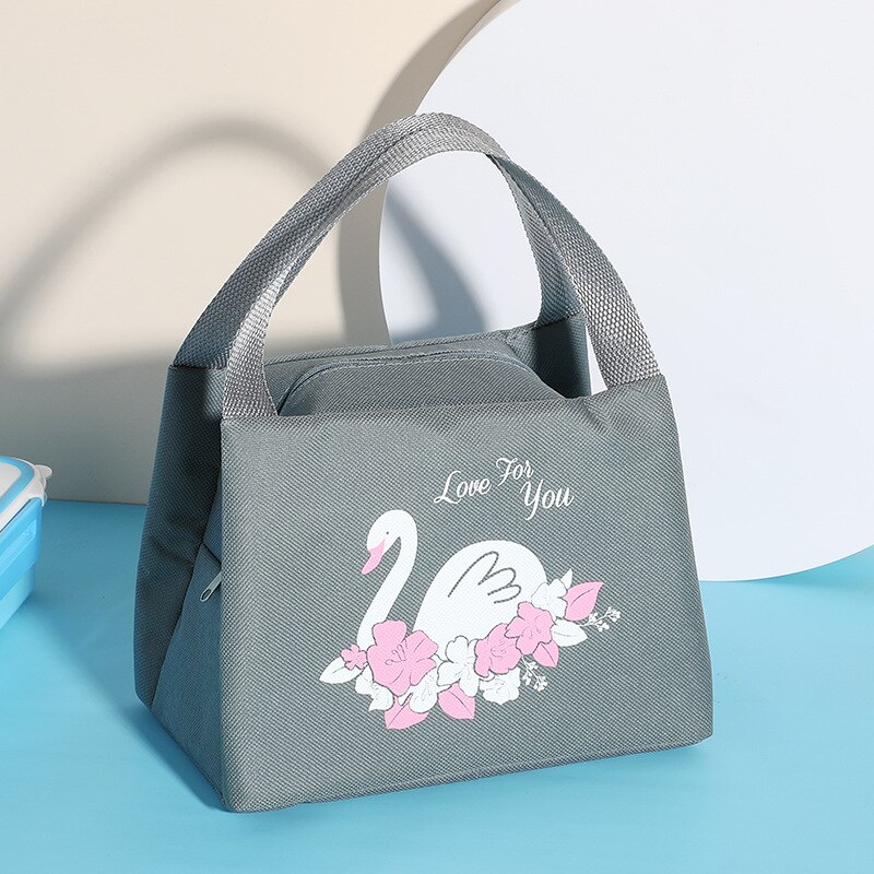 Portátil dos desenhos animados piquenique almoço saco térmico isolado lancheira tote cooler bolsa bento bolsa jantar recipiente sacos de armazenamento de alimentos: Swan