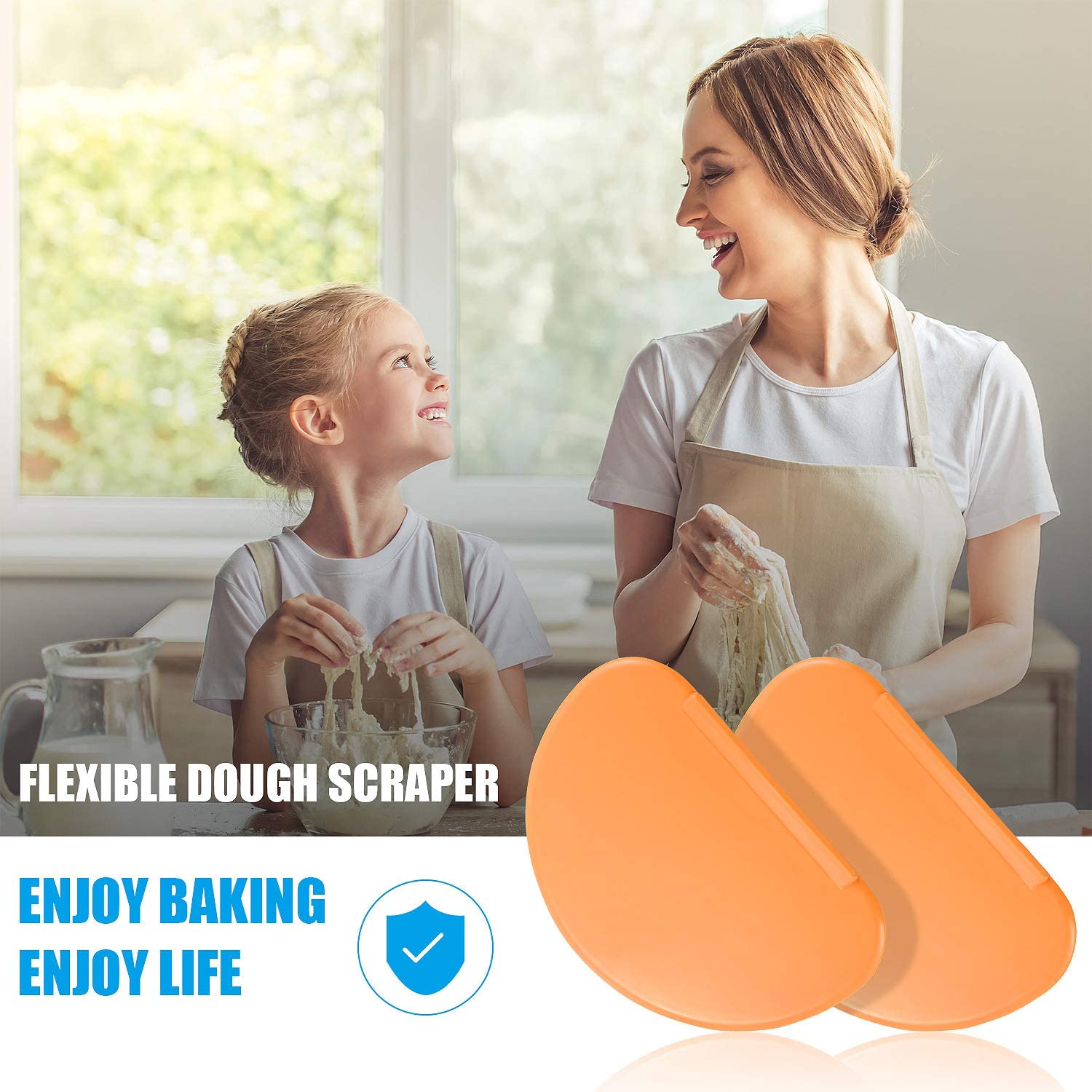 1 stk fleksibel bolleskrape deigskraper slikkepott multifunksjonell buet bakeskrape flat kant blandeskålskrape kutter