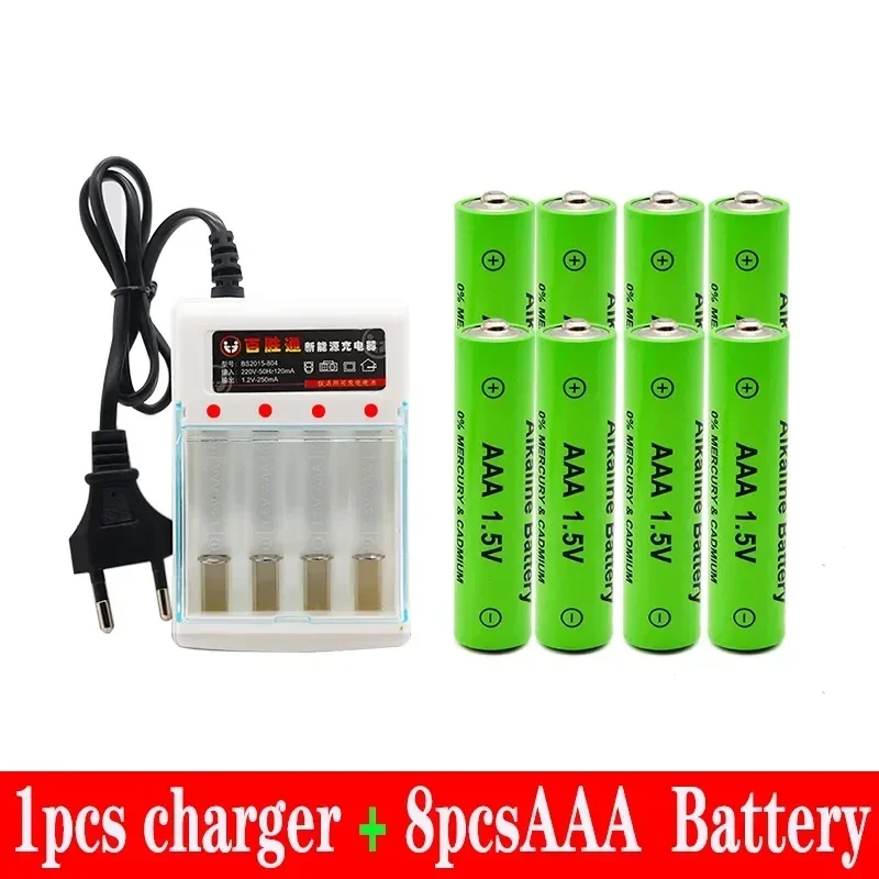 100% nouvelle pile AAA 3000 MAh batterie Rechargeable AAA 1.5 V 3000 MAh Rechargeable Alcalinas Drummey + chargeur: Black