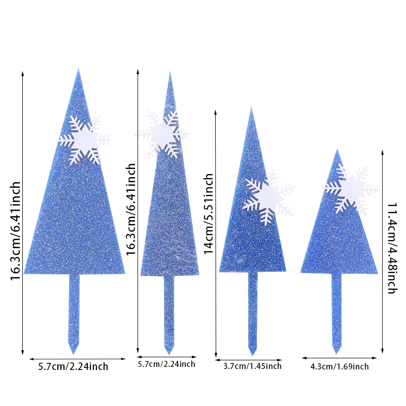 szczęśliwy urodziny ciasto cylinder płatek śniegu zamek ciasto dekoracja akryl niebieski Christmas drzewo Cupcake Toppers pieczenie impreza dekoracje: Burgundowy