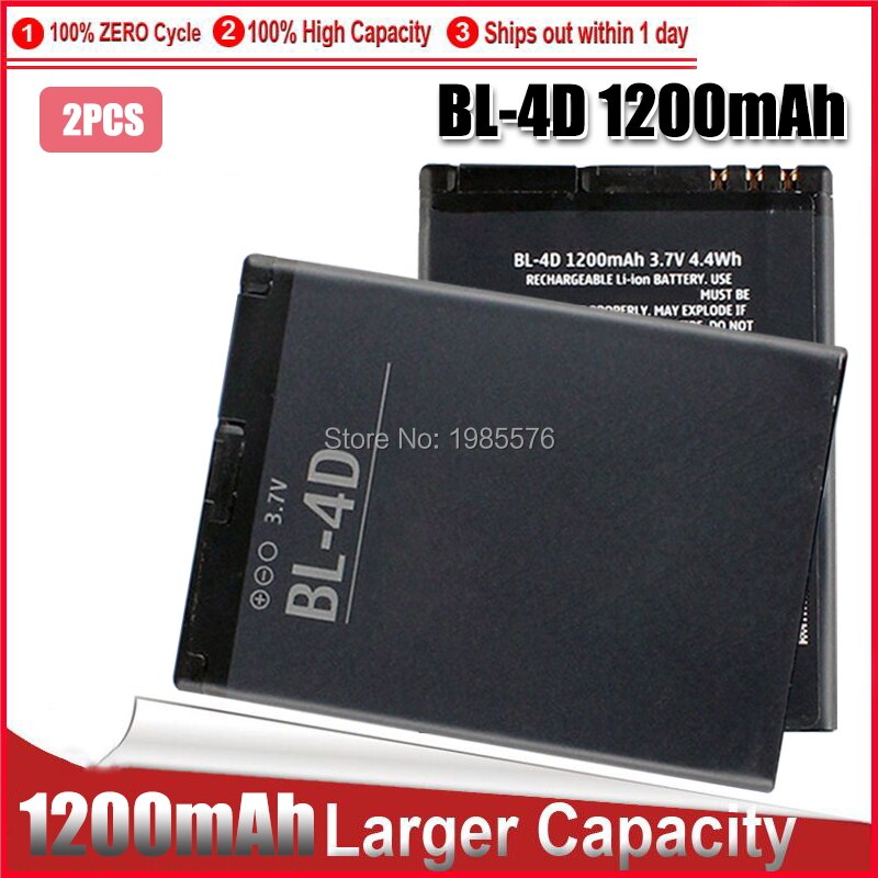 1-5PC BL-4D de la batería del teléfono para Nokia N97 Mini N8 N8-00 E5 E5-00 702T T7-00 E7 E7-00 BL4D 1200mAh: 2pcs