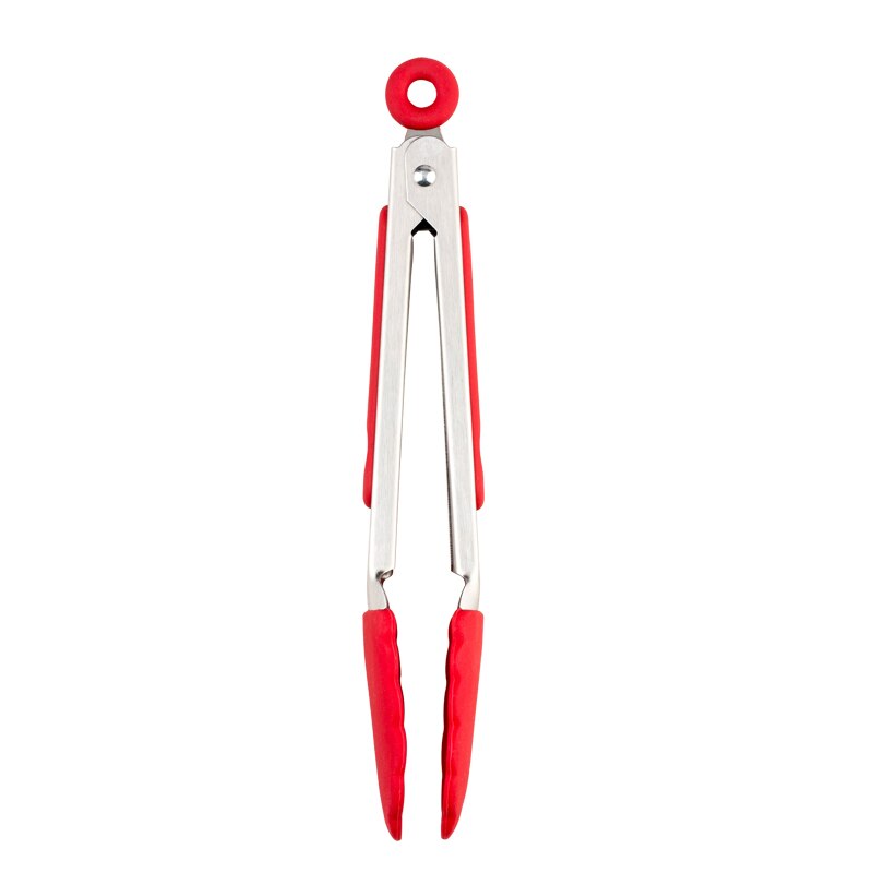 Silicone Voedsel Tong Rvs Keuken Tang Siliconen Antislip Koken Clip Clamp Bbq Salade Gereedschap Keuken Accessoires: red / 9inch