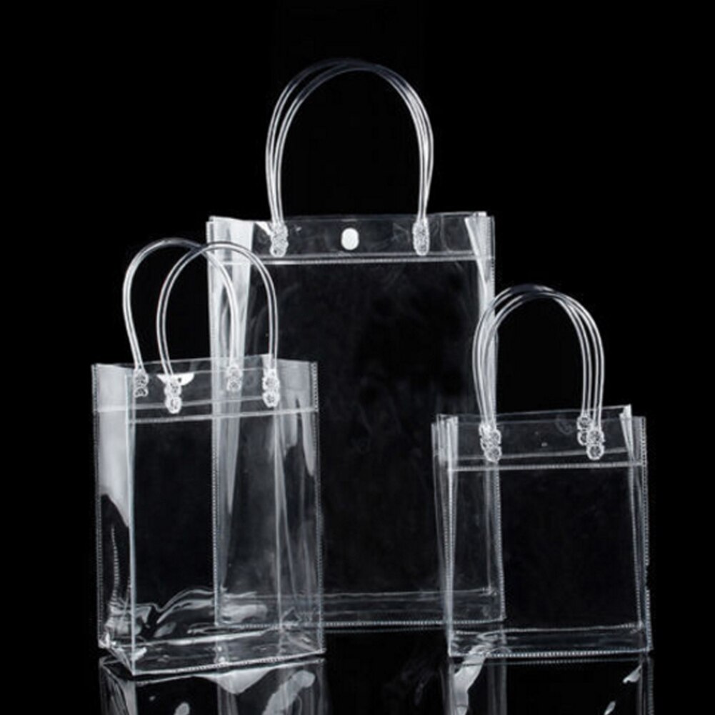 1 ud. Bolsas de mano transparentes DIY bolsa de compra transparente de PVC con cerrojo bolso Casual bolsas de almacenamiento de bolsas de de 5 tamaños