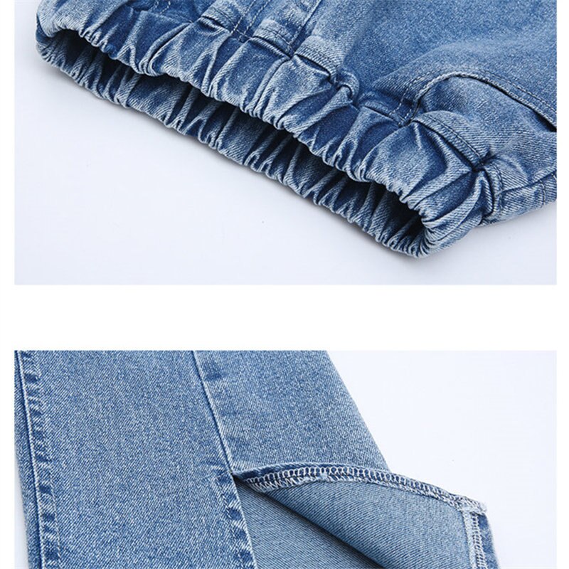 Girls Flare Jeans Spring Casual Elasticated Bottom Small Split Pants Teen Girls Stretch Long Trousers