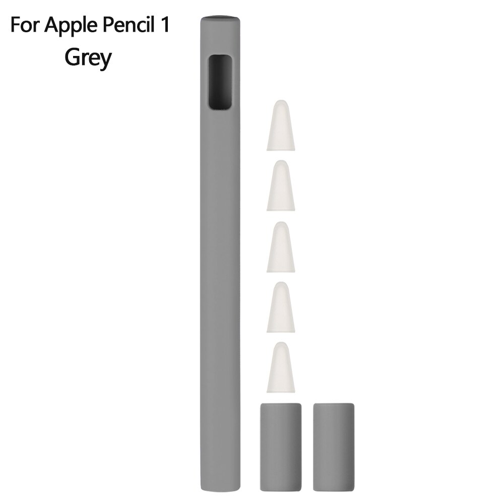 1 Juego de estuche para lápices de silicona, cubierta de la pluma táctil, Carcasa protectora para lápiz Apple 2/1: For Pencil 1 Grey