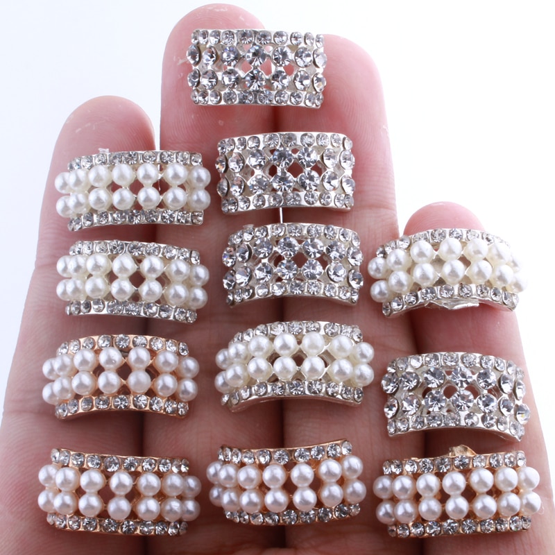 10 stks 10*20mm Chic Arch Shape Crystal Rhinestone Knoppen Voor Bruiloft Versiering Ronde Parel Knop Decoratie