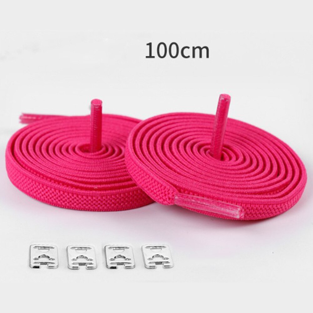 1 par 100cm uden binde elastiske snørebånd strækbare gummisnørebånd voksne børn hurtige og nemme sneakers elastiske snørebånd cordones: Rose