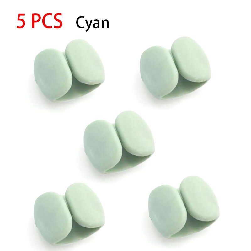 Cable Organizer Data Cable Storage Buckle Protection Rope Card Power Entanglement Headphone Cable collection: 5PCS Cyan