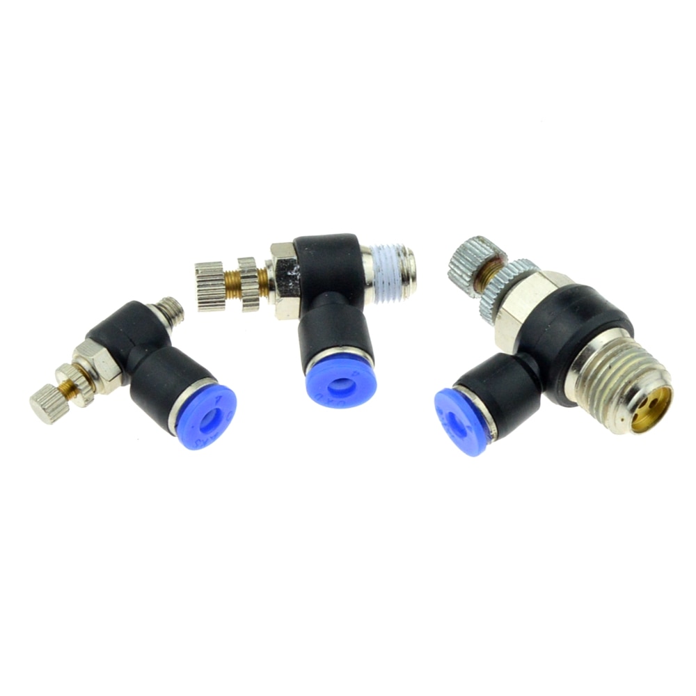 Air Pneumatic Speed Controller 4mm OD Hose Tube Push Into M5 1/8" 1/4" BSPT Male Thread Gas Flow Adjust Valve Quick Fittings