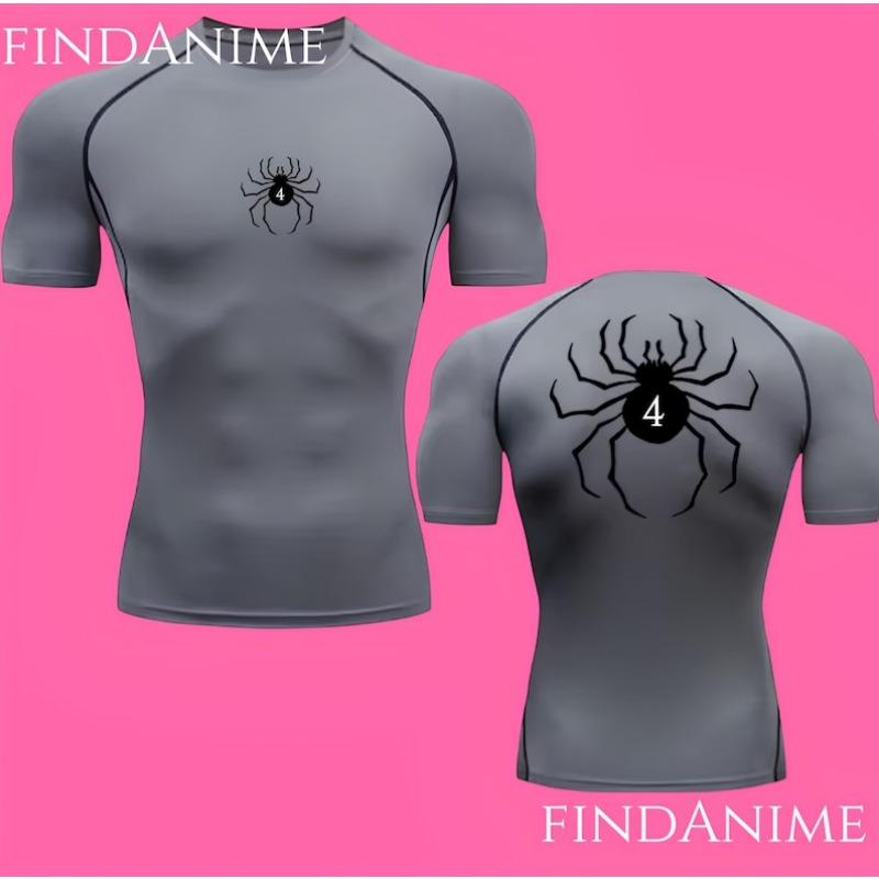 Spider Compression T-Shirts,Phantom Troupe Hunter x Hunter Anime Compression T-Shirt,Anime HxH Spider Gym Compression T-Shirt: S / Brown