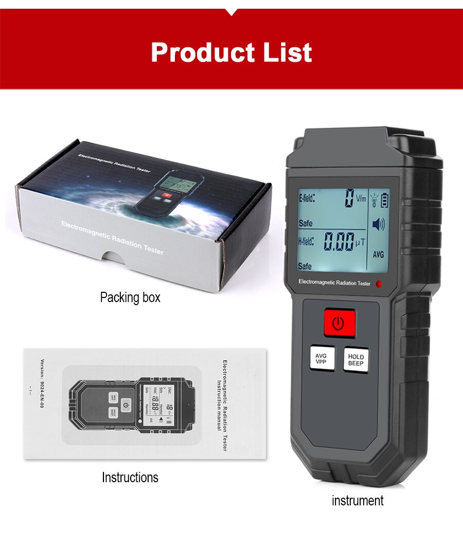 Handheld Digital LCD EMF Meter Electromagnetic Radiation Tester Electric Field Magnetic Field Dosimeter Detector