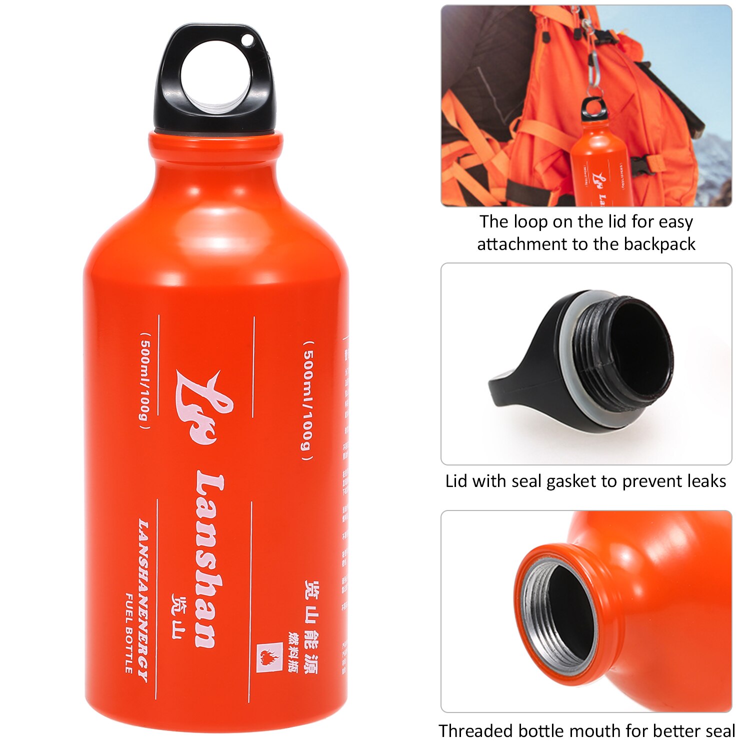 Réchaud de Camping multi-carburant avec bouteille d&#39;essence de 500ml et 9 plaques, pare-brise, pare-brise, Diesel, alcool, Camping en plein air