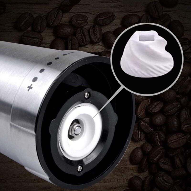 Elektrisk håndholdt kaffekvern, bærbar oppladbar burmølle med justerbare lund malingsinnstillinger