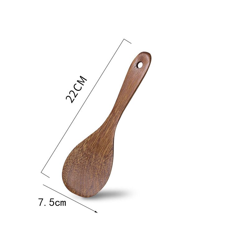 Thaïlande teck bois naturel vaisselle cuillère antiadhésive Pan riz cuillère longue passoire à riz cuisine outil de cuisson: 1pcs  22cm