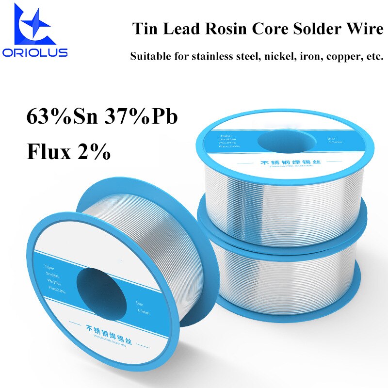 Fil à souder en étain et colophane, pour l&#39;acier inoxydable, le cuivre, le nickel, 1.0mm, 1.5mm, Flux 2% pour fer à souder