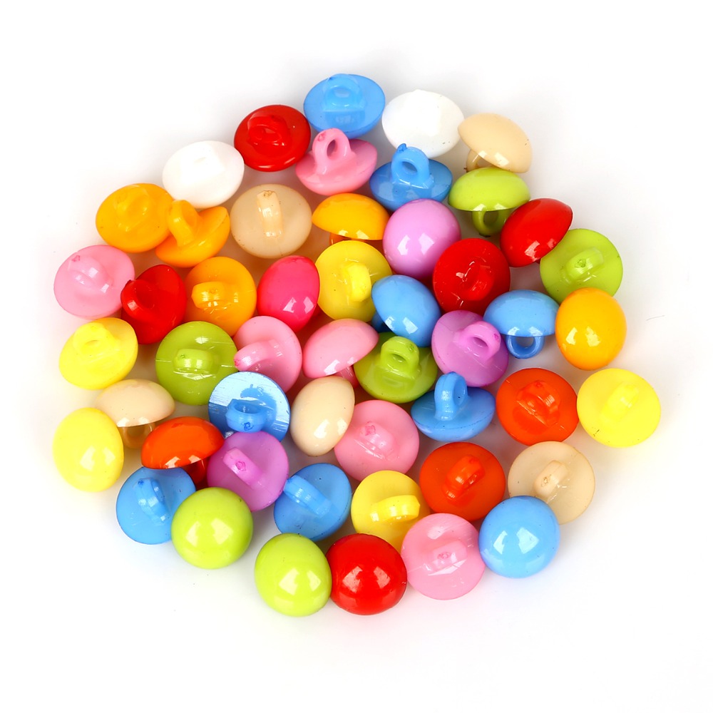 50 Stuks 11X10Mm Schacht Ronde Knoppen Willekeurige Snoep Kleur Cartoon Kind Plastic Knop Voor Diy Kid Kleding naaien Craft Scrapbooking