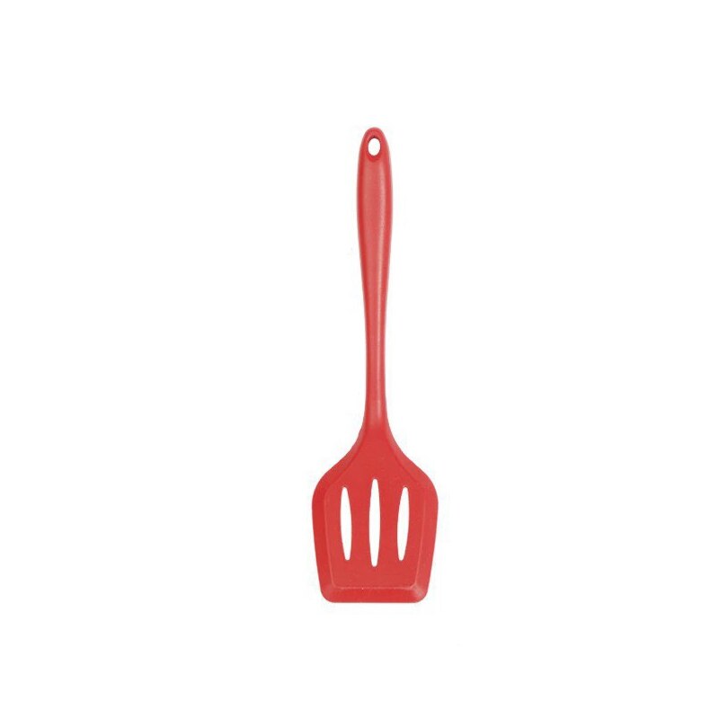 Rice Cooker Silicone Spoon for Cooking Spatula Kitchen Ladle Heat Resistant Tableware With Hollow Out Long Handle Spoon Bar: slotted spoon Red