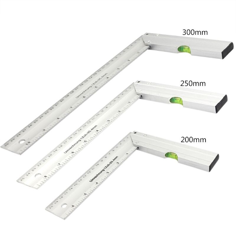 90° Carpenter Angle Finder Ruler Gauge Thickening Aluminum Woodworking Square Gauge 200mm 250mm 300mm