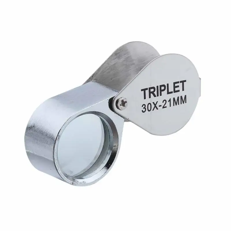 Metal Jóias Lupa, Jewelers Eye Tool, Jóias Dobrável Lente De Vidro De Lupa, Lupa De Vidro Triplet, Vidro Diamante, 30X