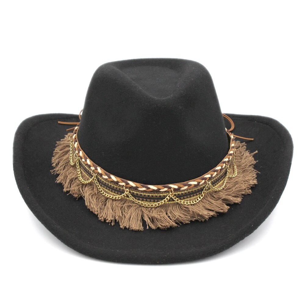 Mistdawn Vintage Unisex lana mezcla vaquero occidental gángster Sombrero al aire libre de ala ancha Sombrero padrino sombreros para la Iglesia de Jazz Sombrero