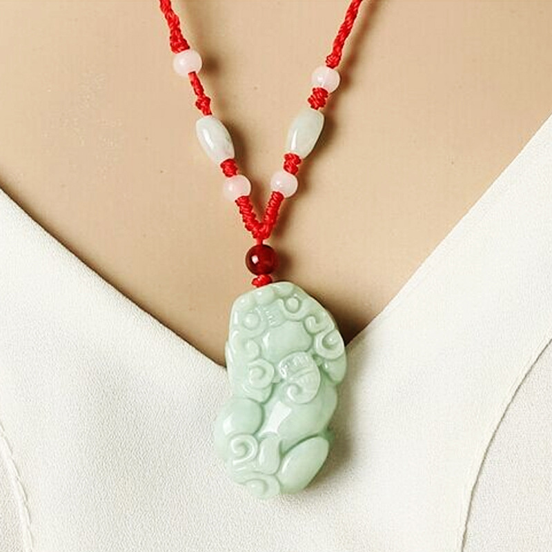 Genuine Natural Jade Jadeite Lucky Pixiu Pendant Necklace Men Women Burma Jadeite Pi Xiu Charms Jewellery Amulet