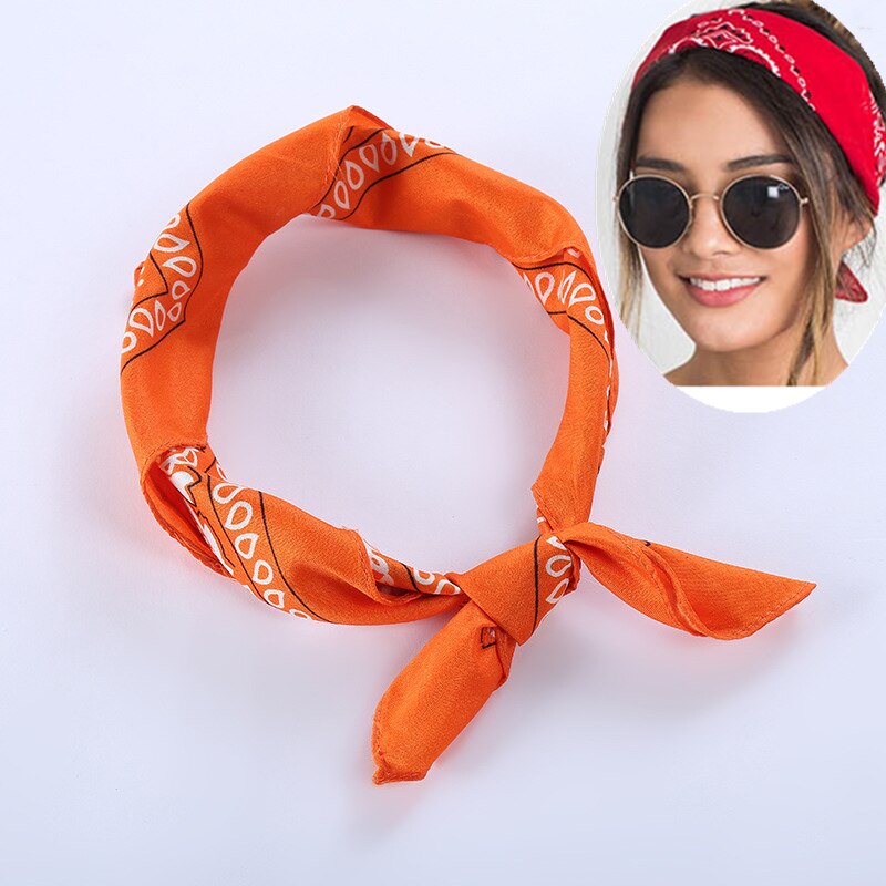 Oranje Bandana Mode Hoofddeksels Haarband Sjaal Pols Wraps Vierkante Sjaals Afdrukken Zakdoek Haaraccessoires Voor Vrouwen T3