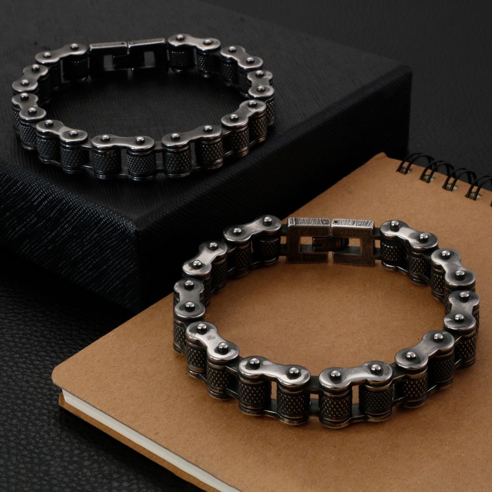 Kalen Brushed Bike Chain Bracelet Cool Biker Bicycle Chain Men's Bracelet Male Stainless Steel Hand Chain Jewelry