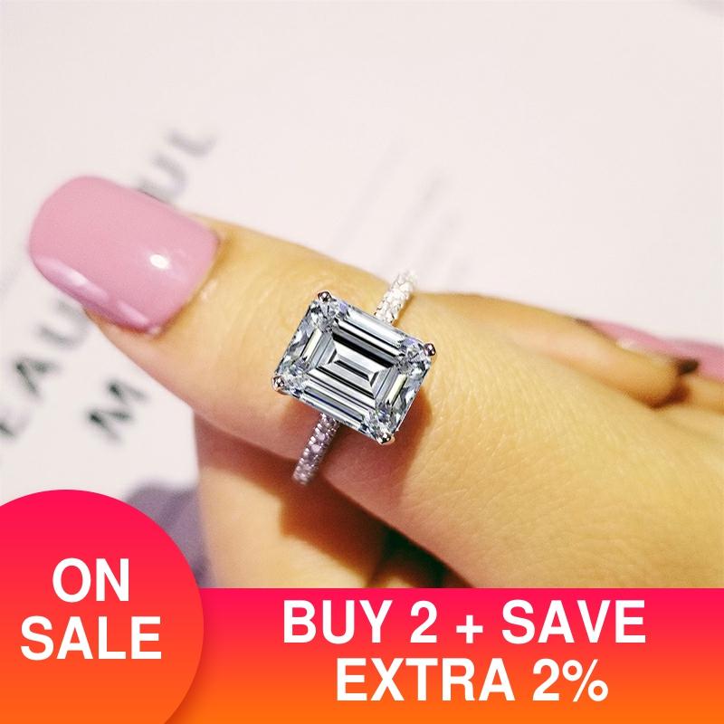 Original solid real solid 925 sterling silver AAA zirconia Cut women wedding engagement Luxury ring R4338S