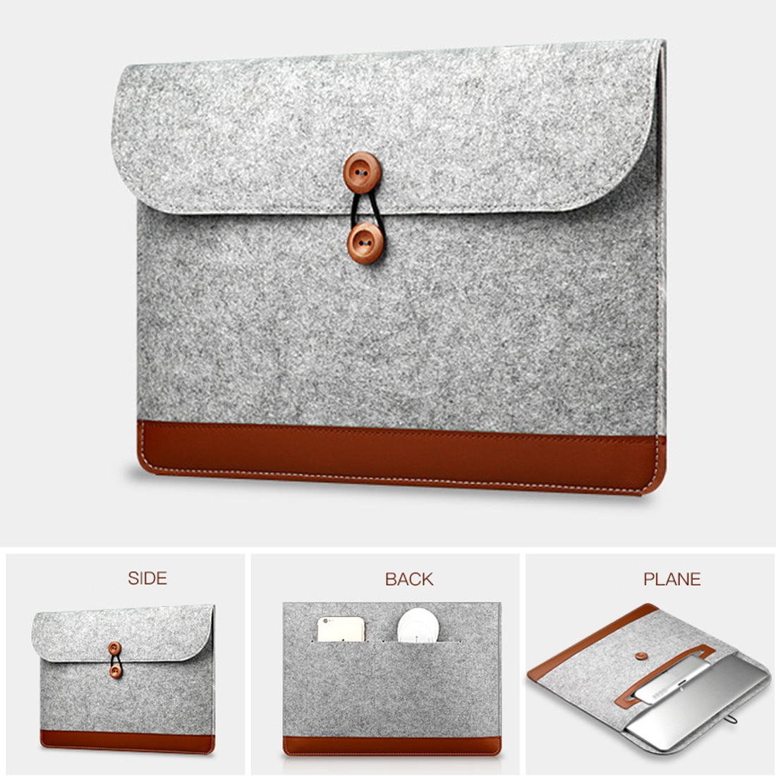 Uldfilt laptop sleeve taske til macbook air pro retina 11 12 13 15 tommer notebook streng håndtaske cover cover til macbook touch bar