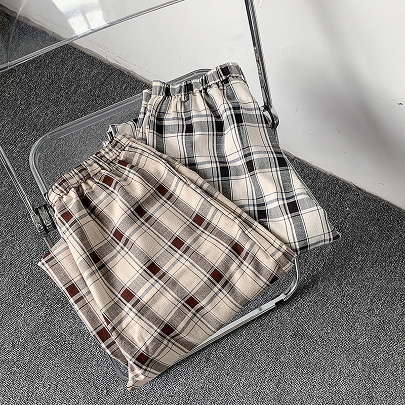 Dihope – pantalon à carreaux pour homme, ample, confortable, rétro, décontracté, taille élastique, Chic, jambes larges, Streetwear, Style coréen