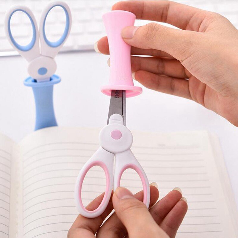Kids School Scissors Cutting Scissors Safety With Protective Cover Cartoon Rabbit Scissors Paper Scrapbook Handmade DIY Craft