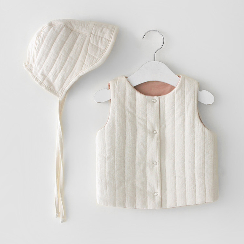 Herfst Winter Leuke Baby Vest Warme Muts Vest Baby Kleding Sets Jongen Meisje Baby Outdoor Jas Vest Wit Dubbelzijdig vest: White / 100-2-3Y