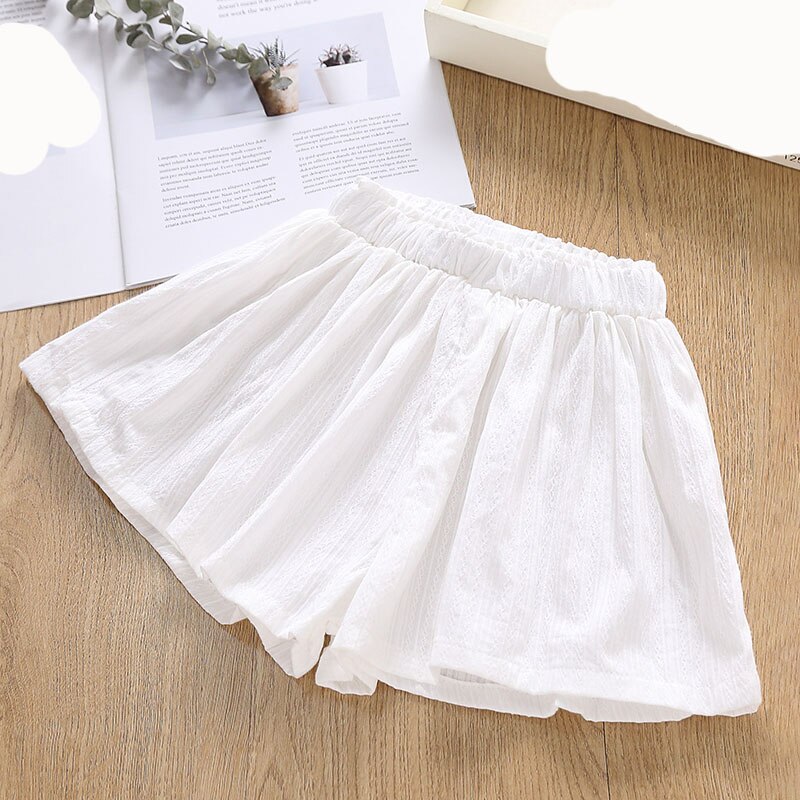 Pantaloncini per neonate per bambini pantaloni estivi abbigliamento pantaloni per bambini bambini lino solido traspirante bianco giallo 90 ~ 140