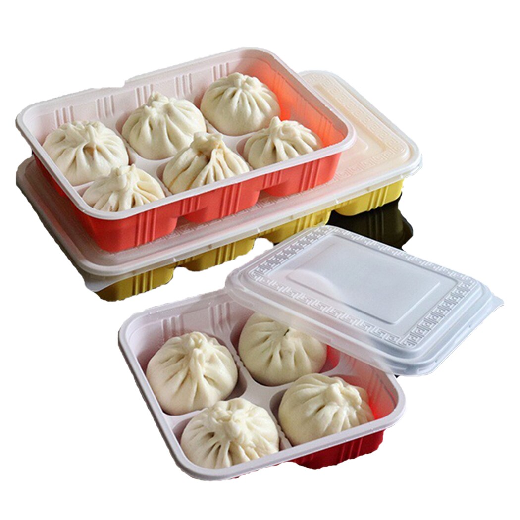 100PCS Plastic Food Container 4-Cavity Food Packing Box Bun Storage Container Birthday Christmas Favor Boxes
