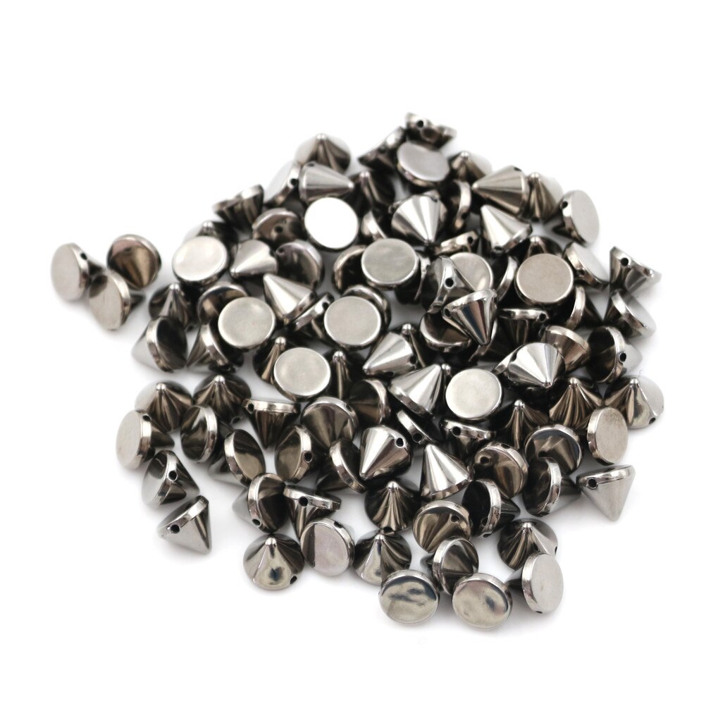 100 Pcs/lot Plastic Sew On Wedding Garment Round Spike Rivet For DIY Crafts Bags Clothes Gold Silver: Black