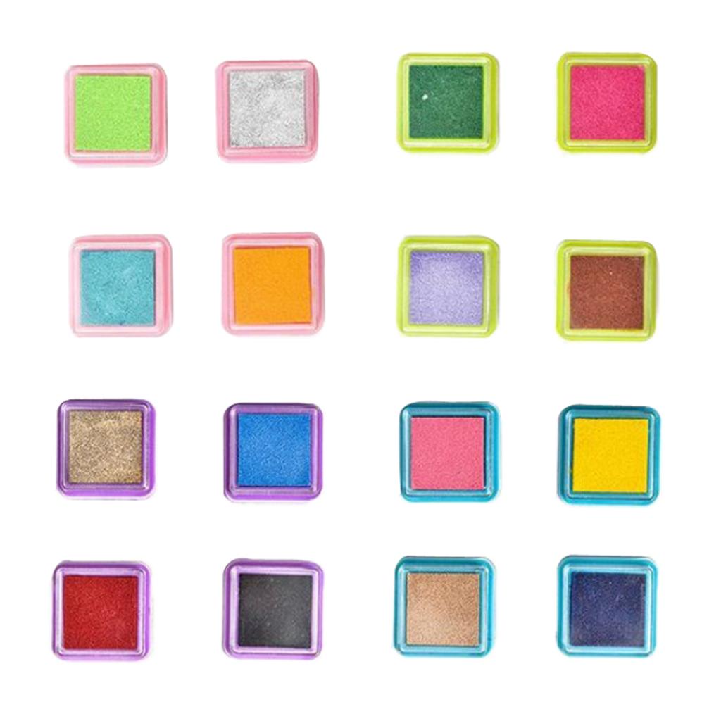 16Pcs Ink Pad Set Pigment Scrapbooking Multicolor Craft Quick Dry Stamp Pads Kit