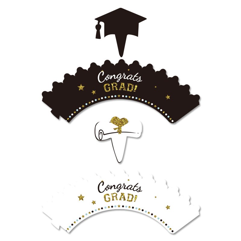 12/24pcs Graduation Party Cupcake Wrappers with Cake Topper Class Of 2022 Cupcake Topper Wrapper Cake Party Supplies Decorations