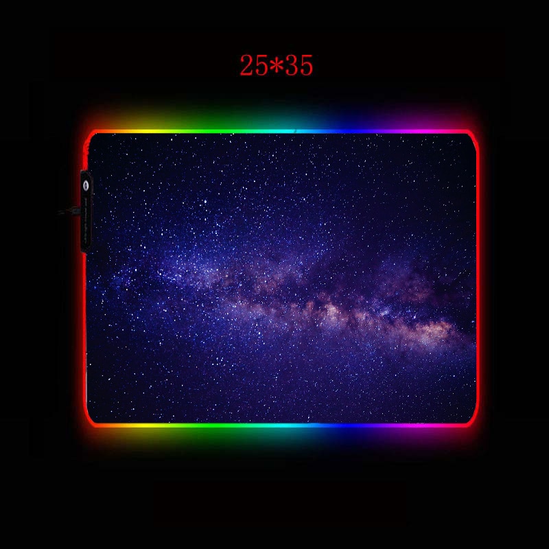 Mairuige grande taille rvb jeu tapis de souris Cool brillant LED couleur serrure caoutchouc univers galaxie USB clignotant ordinateur clavier tapis: 25X35CM / Thickness 3MM