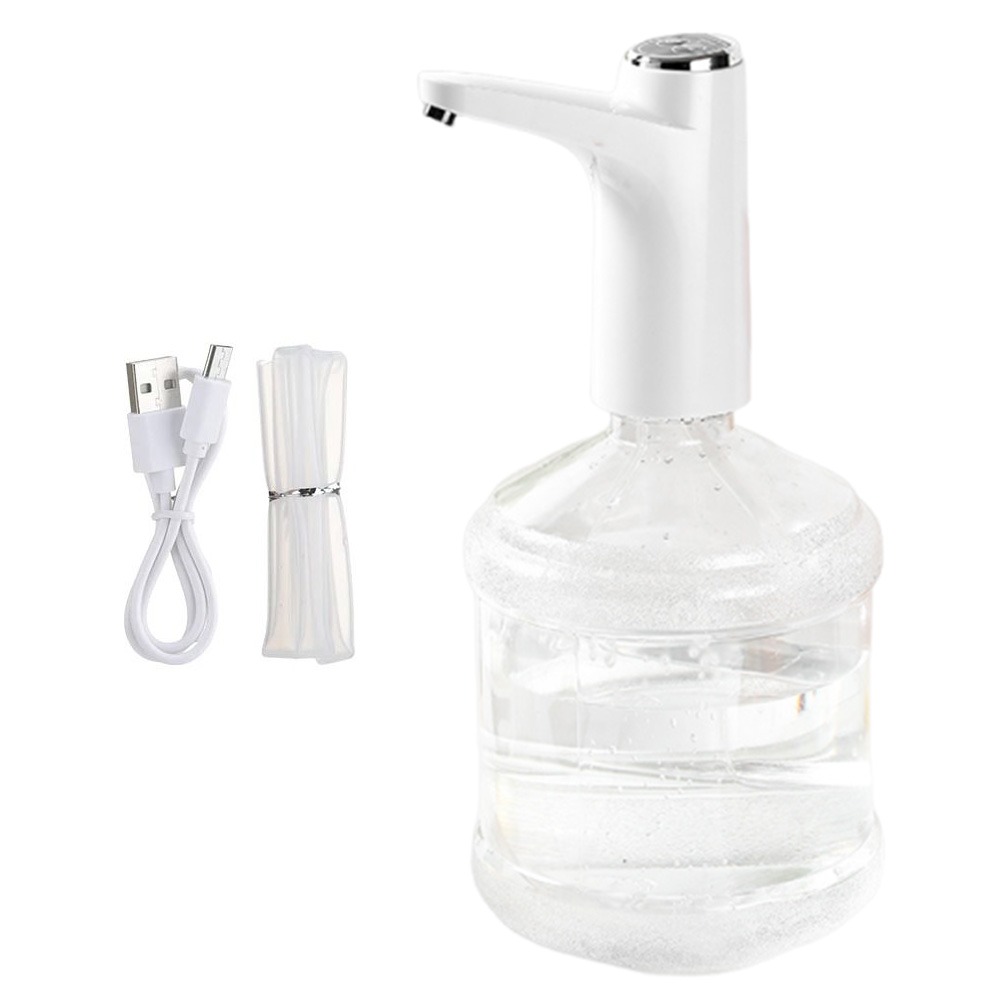 Probador de agua eléctrico de poco ruido, Control de botón, bombeo más rápido, dispensador de agua automático, portátil, recargable por USB: Plata