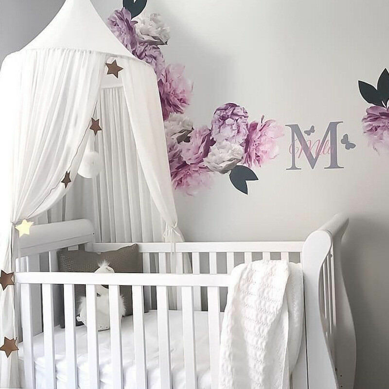 1 stk børn baby seng baldakin sengetæppe myggenet gardin sengetøj kuppeltelt værelse indretning krybbe net