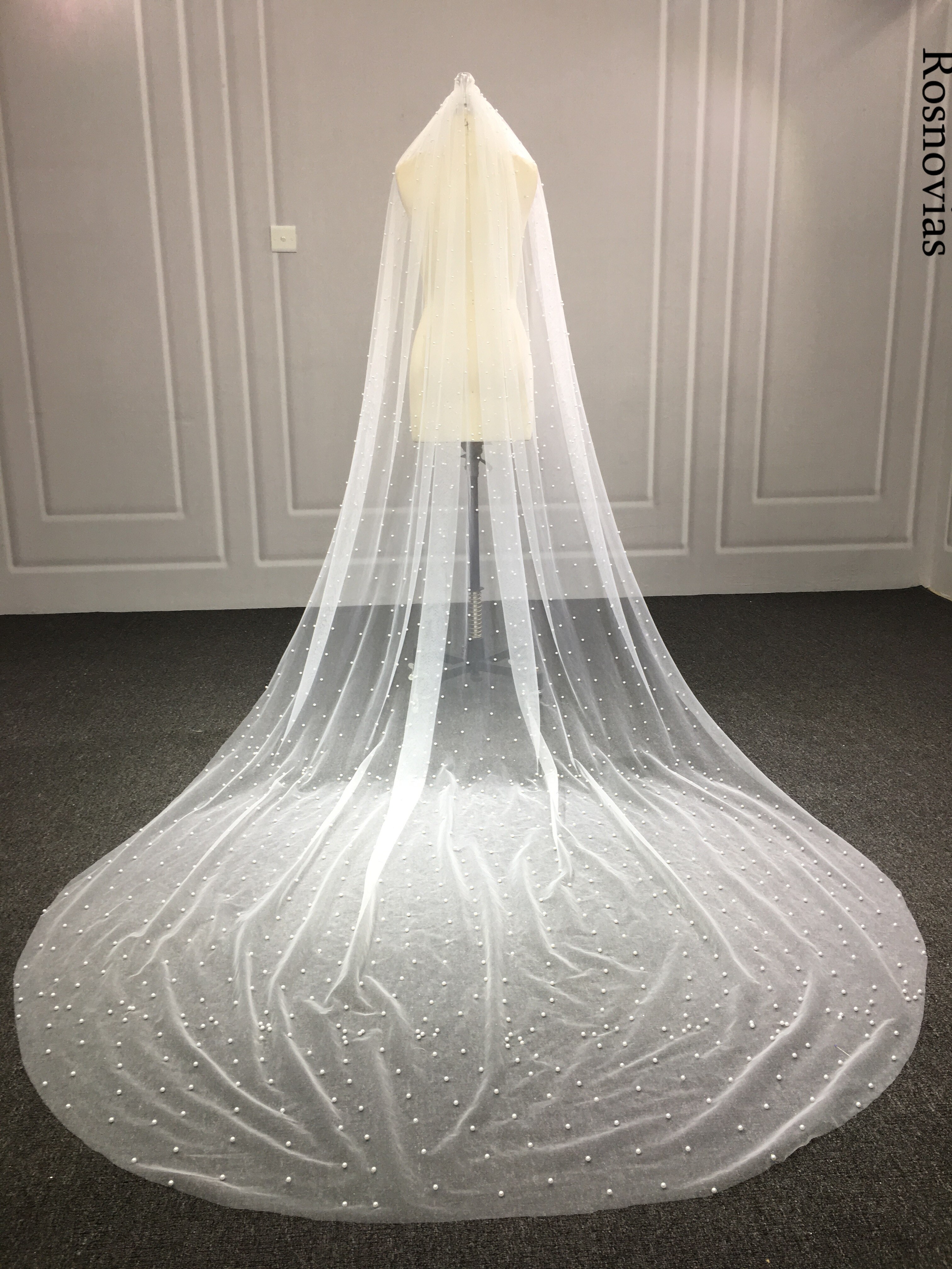 Romantische Lange Perle Schleier Ein Layler 3 M Braut Schleier Kathedrale 3 Meter Hochzeit Schleier Braut Zubehör