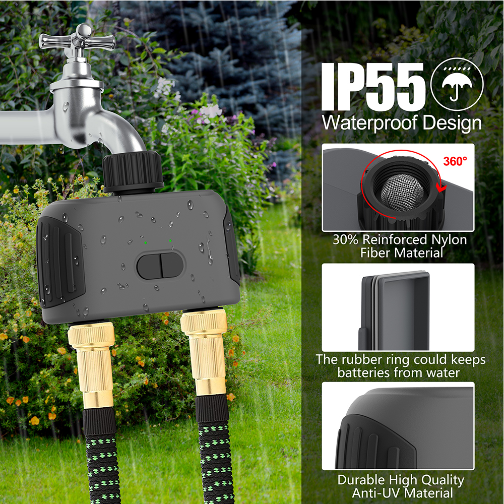 Drahtlose 2-Weg Garten Bewässerung System Einstellbar Tropf Bewässerung Kit Wifi Bluetooth-kompatibel Timer Controller 1/4'' Schlauch T