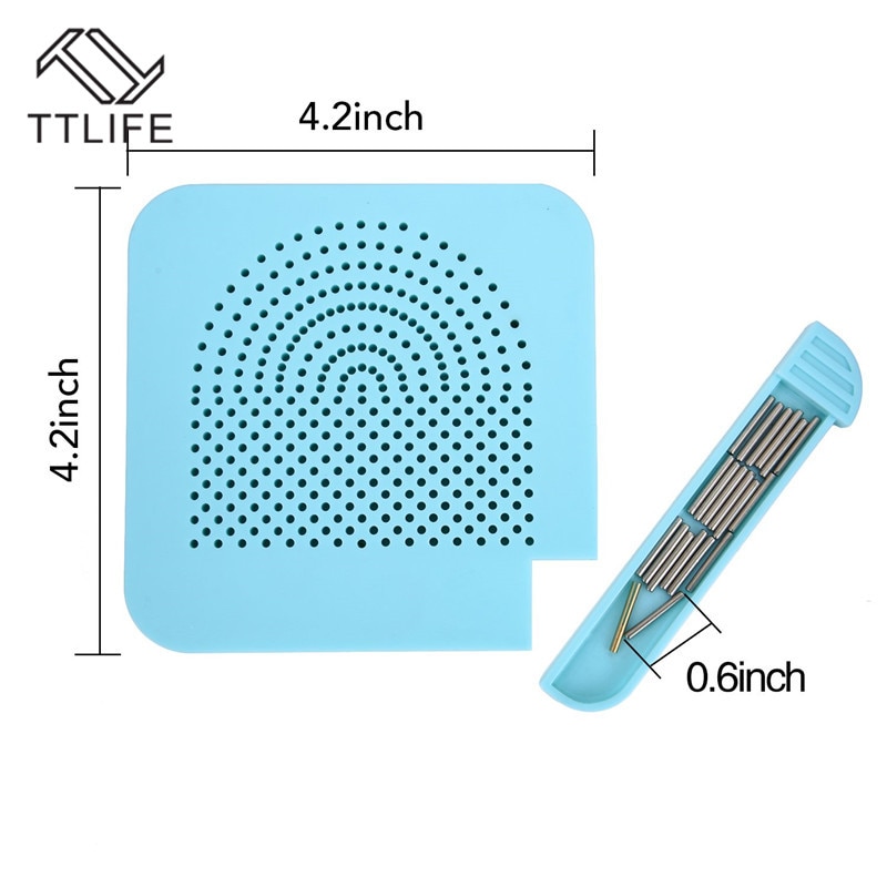 TTLIFE Quilling Board with Pins Storage Light Blue Grid Guide for Paper Crafting Winder Roll Square Craft DIY Tool ABS Blue