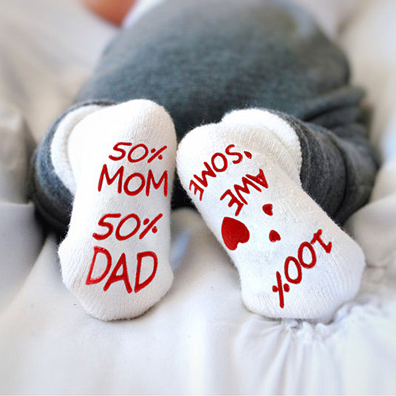 Infant Baby socks Boy Girl Anti Slip Floor Socks Love Mama Papa Letter Socks Soft comfortable Calcetines de bebe 1pair=2pcs