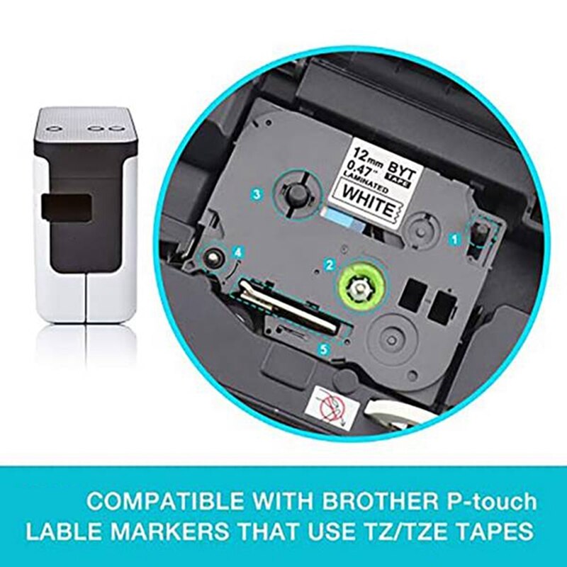 15Pcs Label Ribbon For Brother P Press Tze-231 12Mm Standard Laminated Self-Adhesive Label Printing Paper Replacement