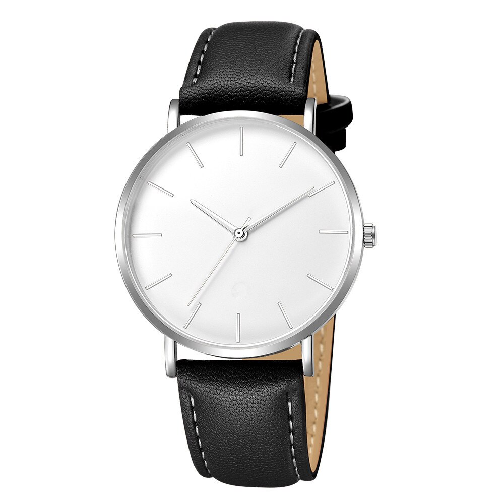 Minimalistische Mannen Quartz Horloge Mode Ultra Dunne Horloges Eenvoudige Mannen Business Lederen Mesh Riem Quartz Horloge Relogio Masculino: F