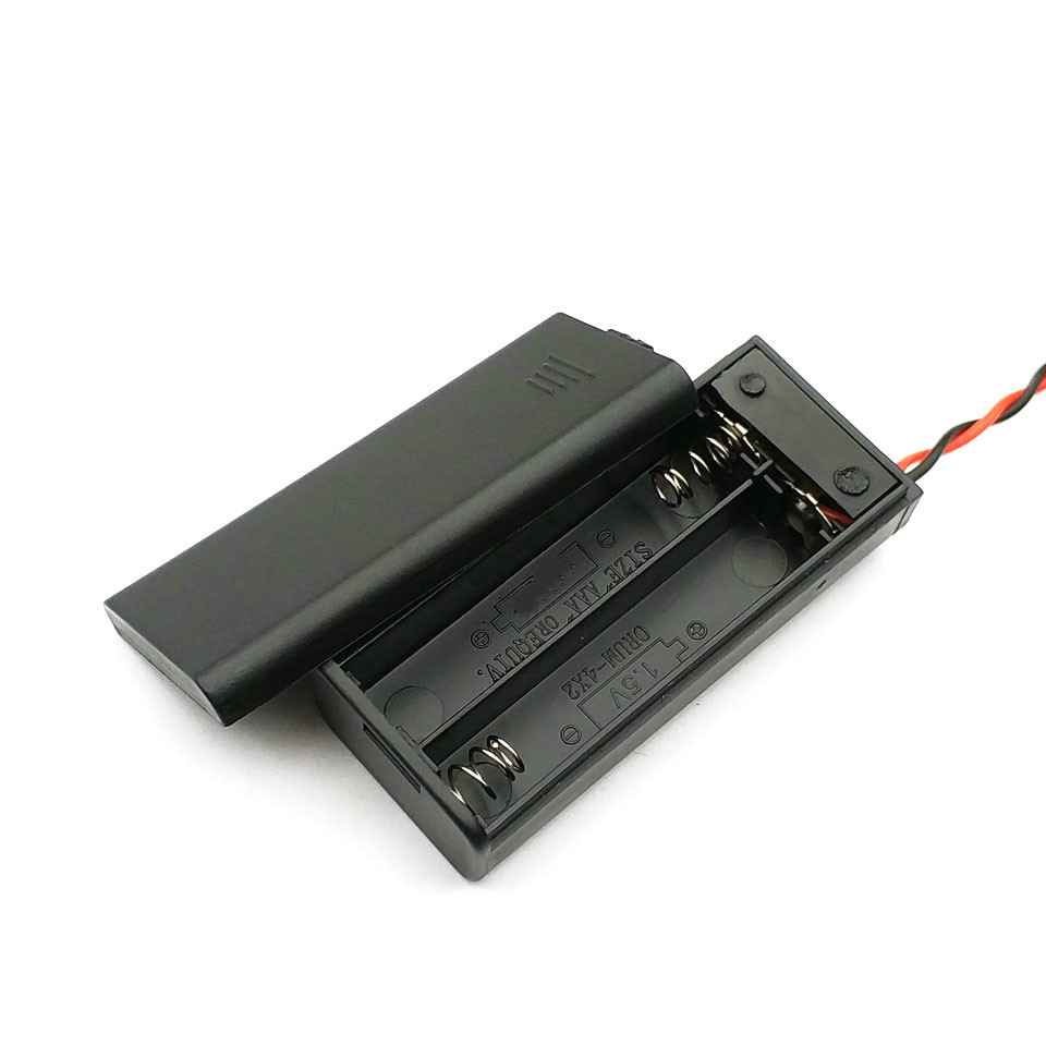 2 * Aaa Batterij Storage Case Box Houder Voor 2 Stuks Aaa Batterijen Met Aan/Uit Schakelaar & wire Leads Black