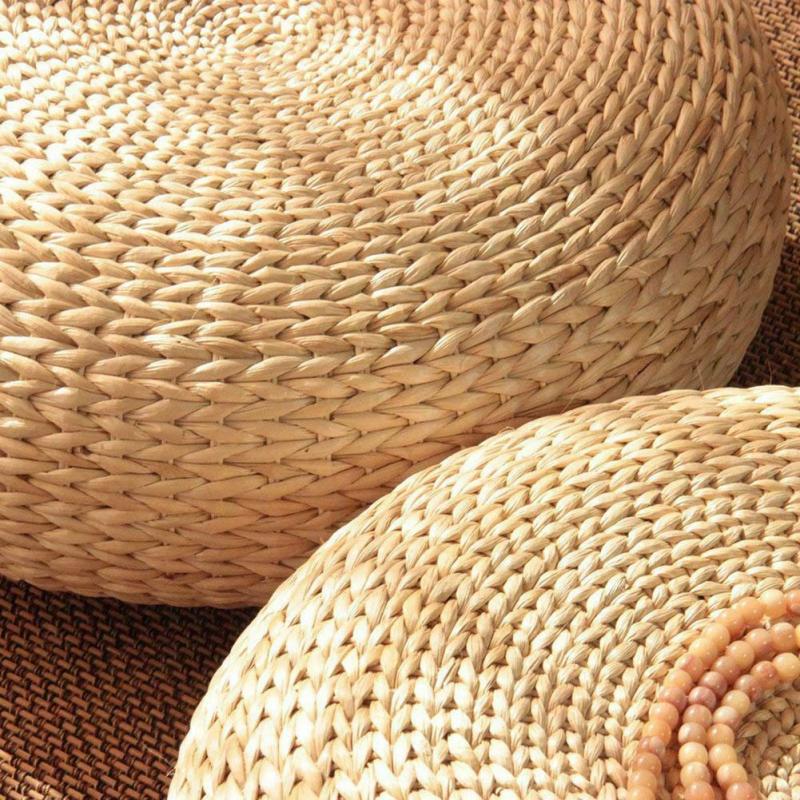 1 pièces paille naturelle Pouf rond Tatami coussin de sol coussins méditation Yoga tapis rond chaise coussin de style japonais